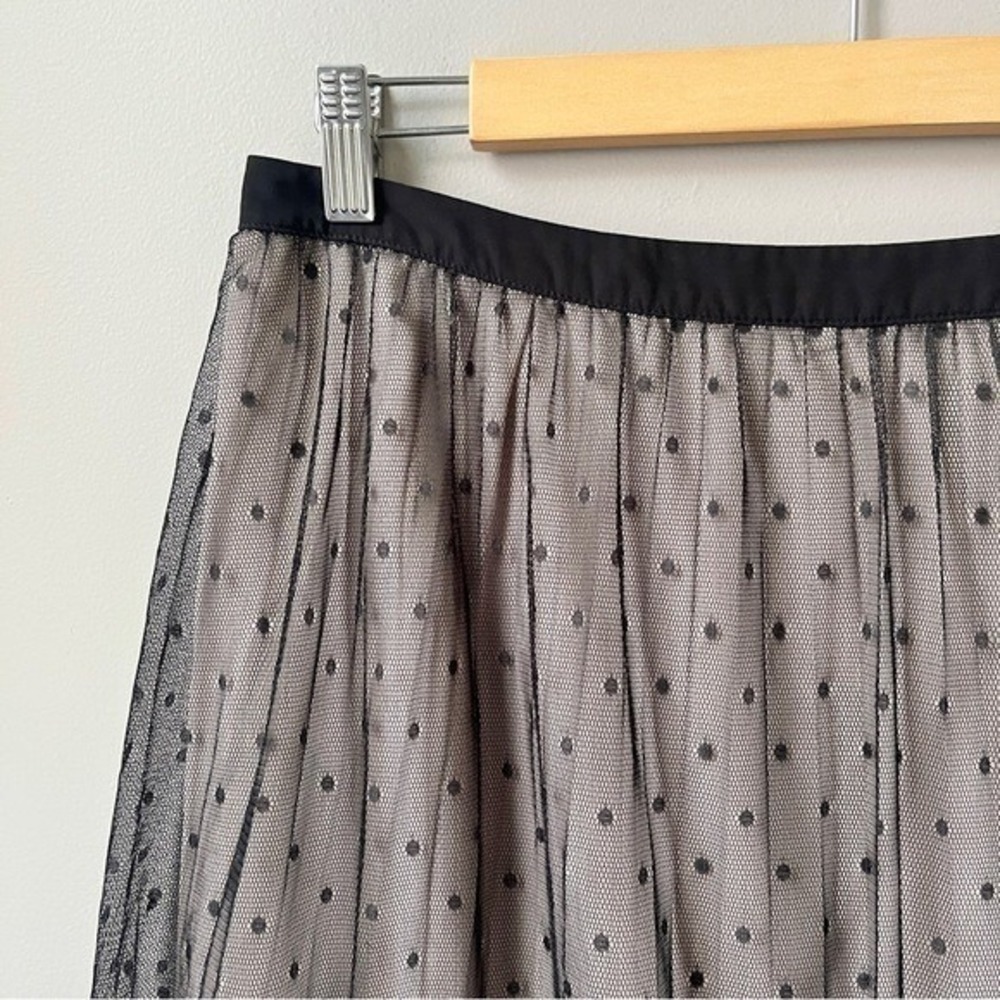 Ballet Midi Skirt Women's 12 Black Tan Mesh Lace Polka Dot Classic Pleated Soft - Picture 11 of 12